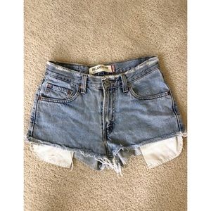 Distressed Levi jean shorts